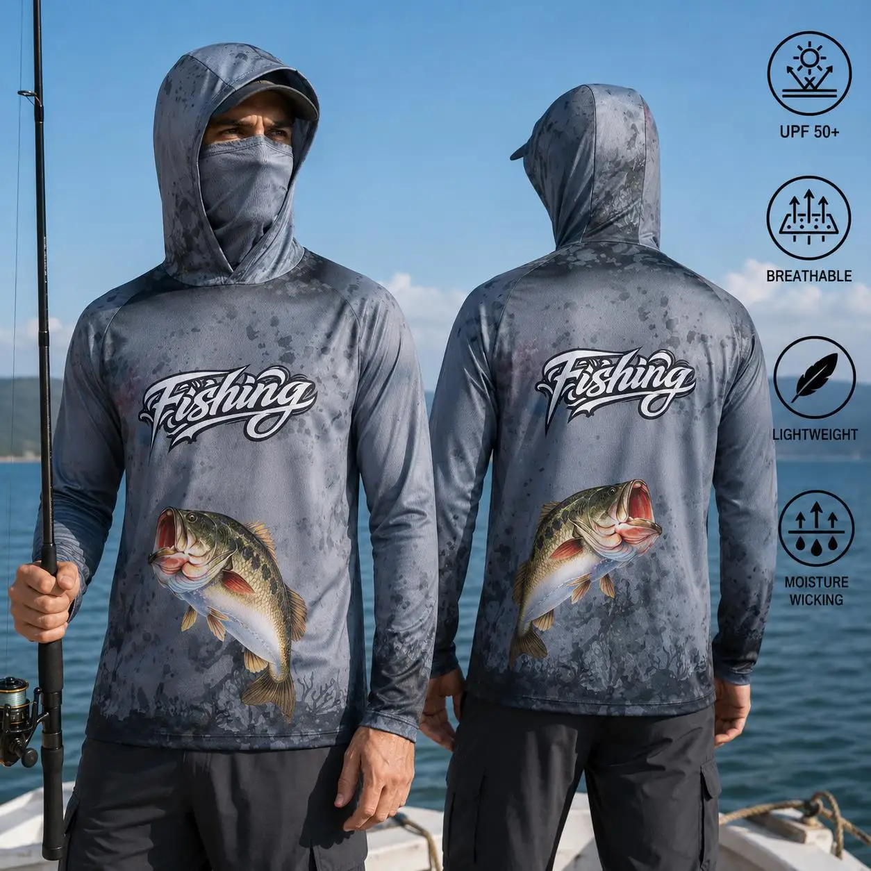 قميص صيد بغطاء رأس للرجال، ملا - مراجعة Fishing Mask Sun Protection وسعره