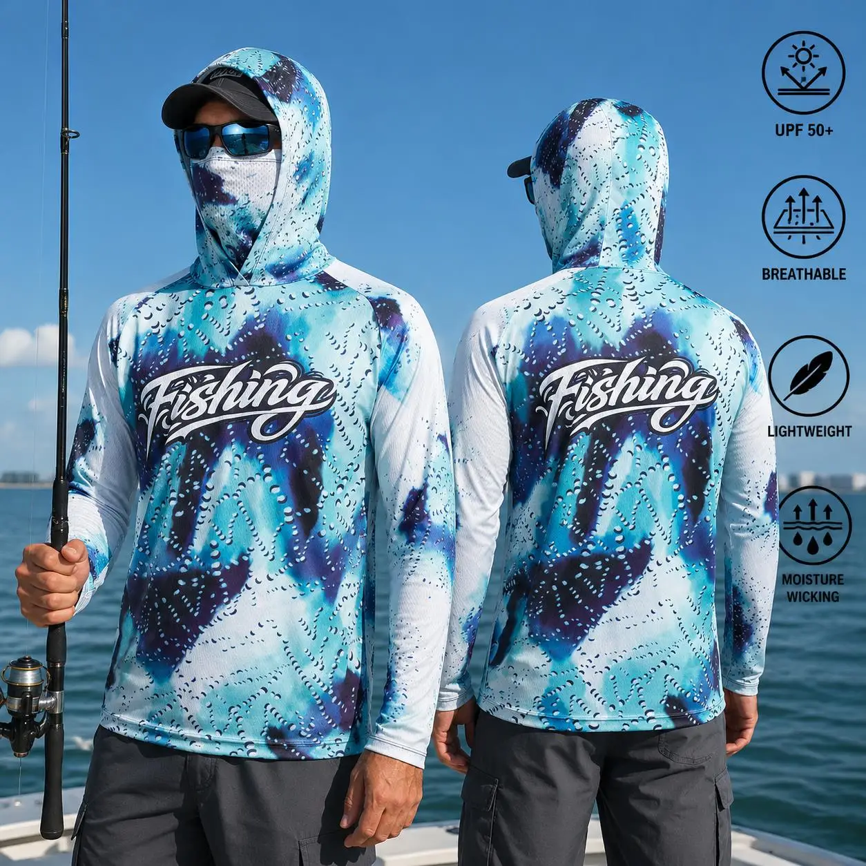 قميص صيد بغطاء رأس للرجال، ملا - مراجعة Fishing Mask Sun Protection وسعره